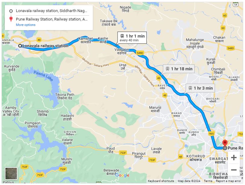 Image showing the Lonavala Pune local train route map