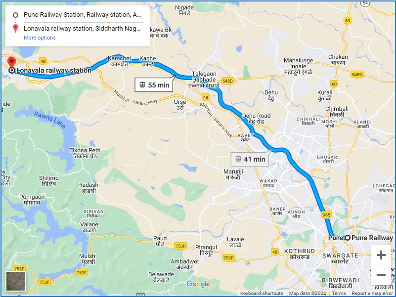 Image showing the Pune Lonavala local train route map