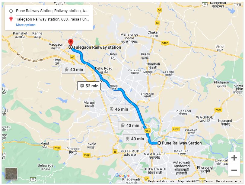 Image showing the Pune to Talegaon local train route map